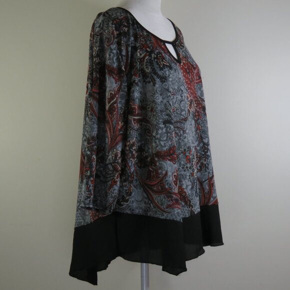Exclusive One Multicolor Paisley 3/4-Sleeve Pullover Stretch Top Size 2X (C1351) - Picture 3 of 7
